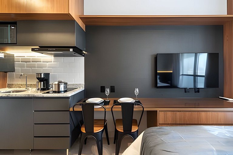 BHaus Setin Nova Republica - Studio 30m2 com Varanda - Cama