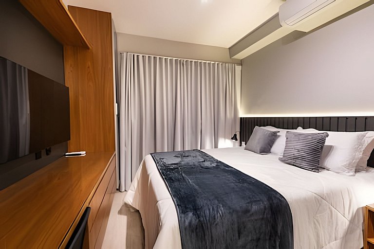 BHaus Setin Nova Republica - Studio 30m2 com Varanda - Cama