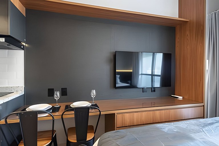 BHaus Setin Nova Republica - Studio 30m2 com Varanda - Cama