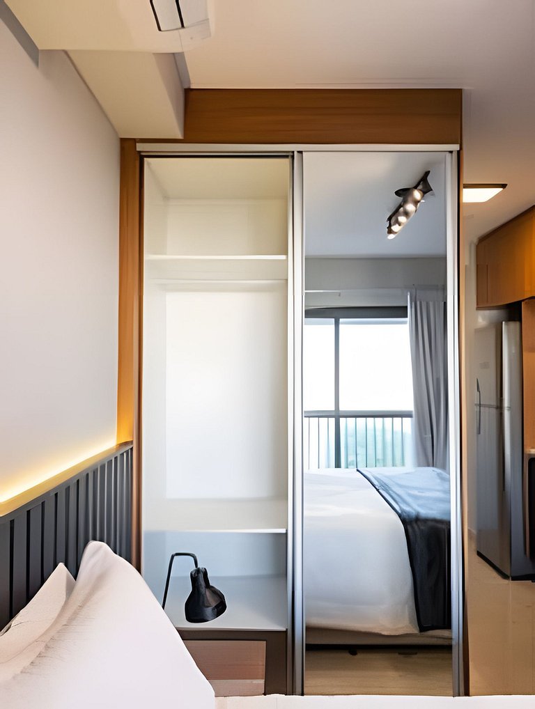 BHaus Setin Nova Republica - Studio 30m2 com Varanda - Cama