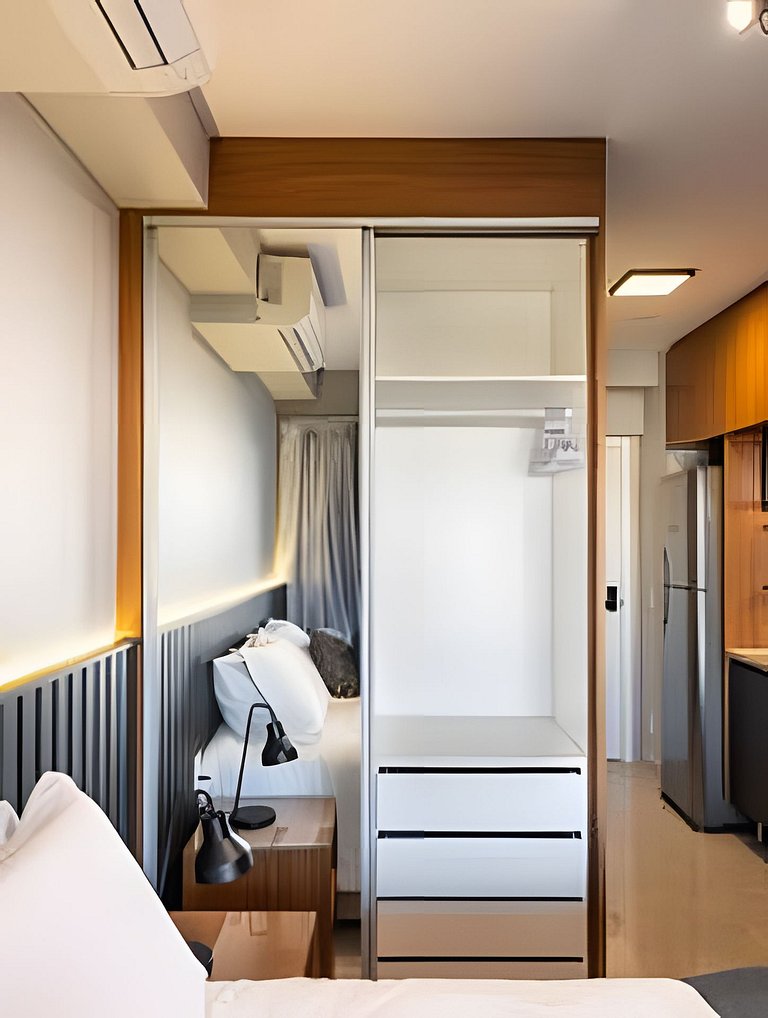 BHaus Setin Nova Republica - Studio 30m2 com Varanda - Cama