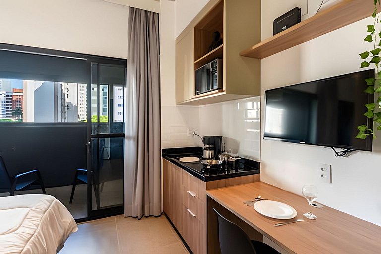 BHaus Brooklin On Florida | Studio Premium com Varanda | 5o