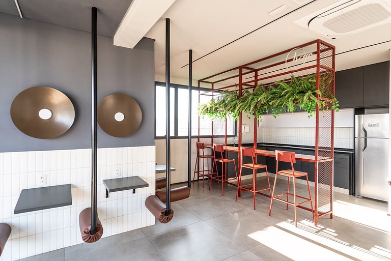 BHaus Jardins ON Lorena | Studio Premium com Varanda | Linda